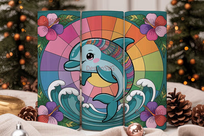 Kawaii Dolphin Tumbler Wrap Sublimation DesignSVG 