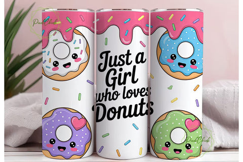 Kawaii Donut Lover 20oz Tumbler Wrap Sublimation PixelChick 