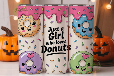 Kawaii Donut Lover 20oz Tumbler Wrap Sublimation PixelChick 