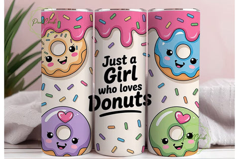 Kawaii Donut Lover 20oz Tumbler Wrap Sublimation PixelChick 