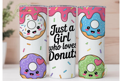 Kawaii Donut Lover 20oz Tumbler Wrap Sublimation PixelChick 