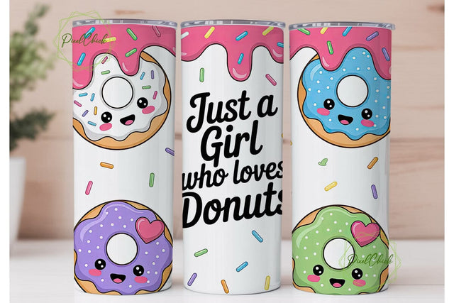 Kawaii Donut Lover 20oz Tumbler Wrap Sublimation PixelChick 