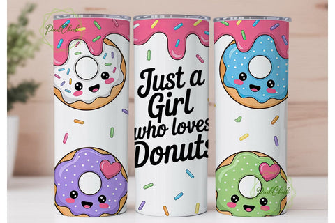 Kawaii Donut Lover 20oz Tumbler Wrap Sublimation PixelChick 