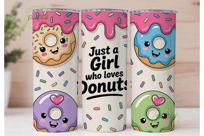Kawaii Donut Lover 20oz Tumbler Wrap Sublimation PixelChick 