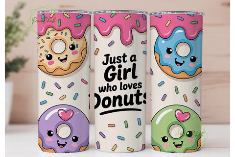 Kawaii Donut Lover 20oz Tumbler Wrap Sublimation PixelChick 