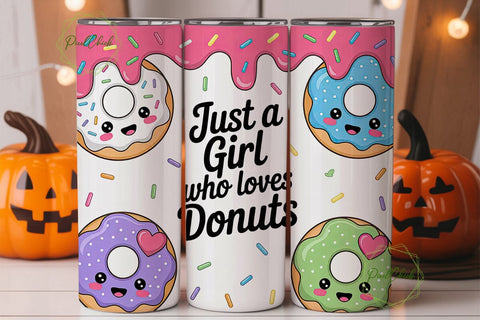 Kawaii Donut Lover 20oz Tumbler Wrap Sublimation PixelChick 
