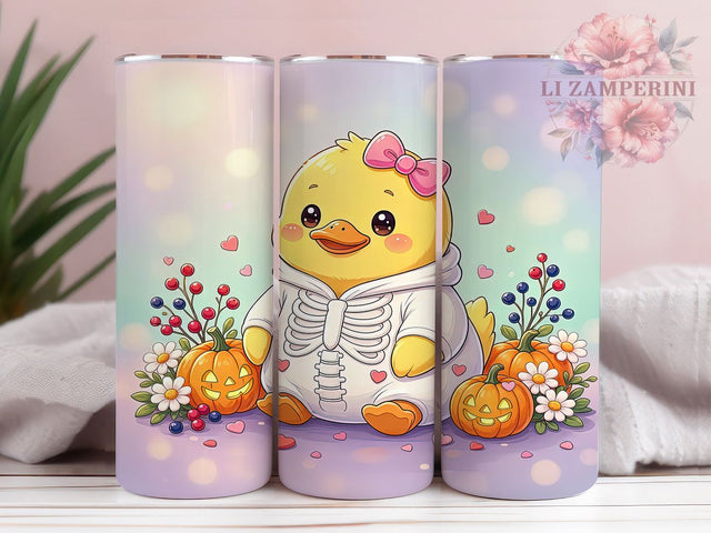 Kawaii Duck Skeleton 20oz Tumbler, Duck Motif, Skeleton Theme, Kawaii Art Design, Cute Accent, Whimsical Charm, Sublimation Wrap, 20oz Tumbler Sublimation Li Zamperini 