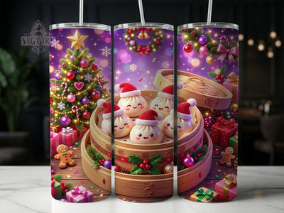 Kawaii Dumpling Christmas 20oz Tumbler, Kawaii Dumpling, Dumpling Christmas, Kawaii Christmas, Dumpling Tumbler, Kawaii Tumbler, 20oz Tumbler Wrap, Kawaii Dumpling PNG Sublimation SvggirlplusArt 