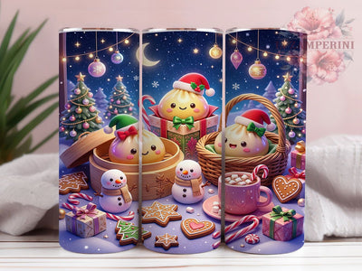 Kawaii Dumpling Christmas 20oz Tumbler, Kawaii Dumpling, Dumpling Christmas, Kawaii Christmas, Dumpling Tumbler, Kawaii Tumbler, 20oz Tumbler Wrap, Kawaii Dumpling PNG Sublimation Li Zamperini 
