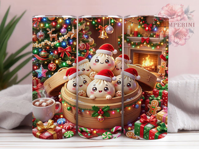 Kawaii Dumpling Christmas 20oz Tumbler, Kawaii Dumpling, Dumpling Christmas, Kawaii Christmas, Dumpling Tumbler, Kawaii Tumbler, Kawaii Dumpling PNG, 20oz Tumbler Wrap Sublimation Li Zamperini 