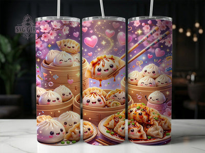 Kawaii Dumpling Feast 20oz Tumbler, Kawaii Dumplings, Dumpling Feast, Kawaii Feast, Dumpling Tumbler, Kawaii Tumbler, Kawaii Dumpling PNG, Dumpling Feast PNG Sublimation SvggirlplusArt 