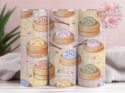 Kawaii Dumpling Joy 20oz Tumbler, Kawaii Dumpling, Cute Food, Joyful Design, Whimsical Charm, Playful Motif, Skinny Tumbler, Sublimation PNG Sublimation Li Zamperini 