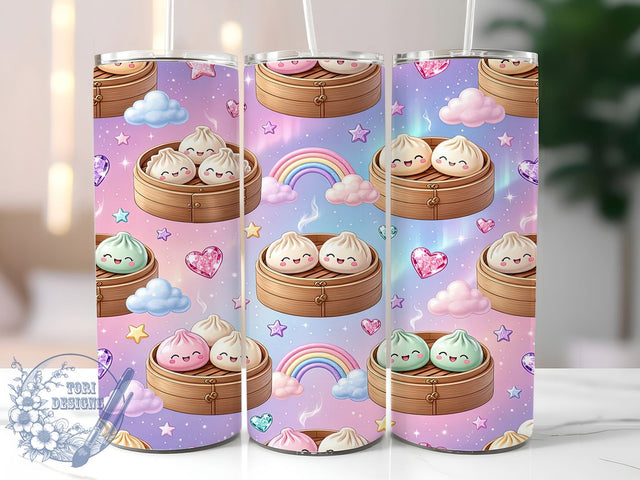 Kawaii Dumplings 20oz Tumbler, Cute Food, Asian Cuisine, Playful Snack, Pastel Dim Sum, Whimsical Meal, Soft Steam, Sublimation Wrap Sublimation ToriDesigns 