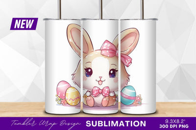 Kawaii easter bunny with eggs tumbler png Sublimation Regulrcrative 