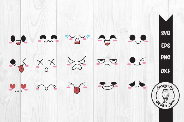 Kawaii emoji hand drawn svg, emoticon SVG dadan_pm 