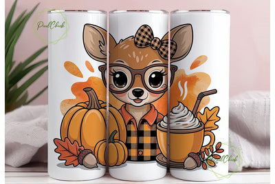 Kawaii Fall Deer 20oz Tumbler Wrap Sublimation PixelChick 