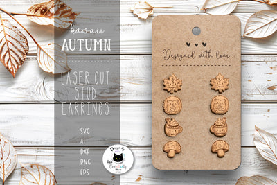 Kawaii Fall Stud Earrings SVG SVG Ivy's Creativity House 