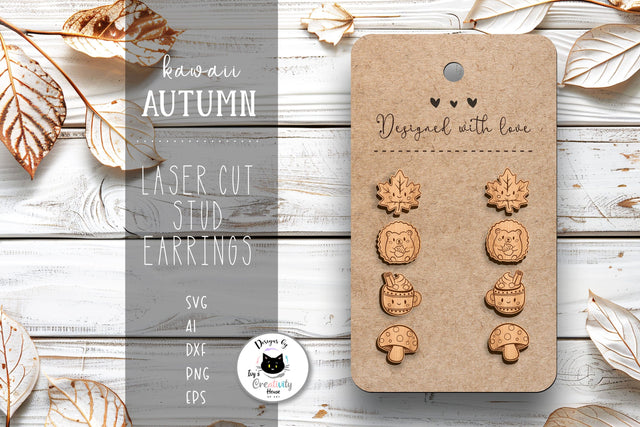 Kawaii Fall Stud Earrings SVG SVG Ivy's Creativity House 