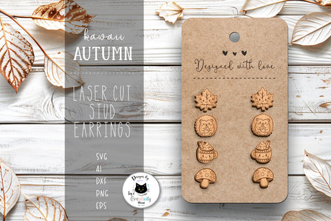 Kawaii Fall Stud Earrings SVG SVG Ivy's Creativity House 