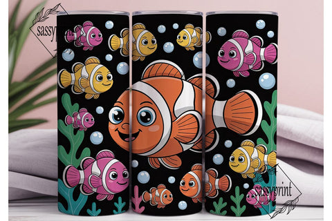 Kawaii Fish 20oz Tumbler Wrap Sublimation sassyprint 