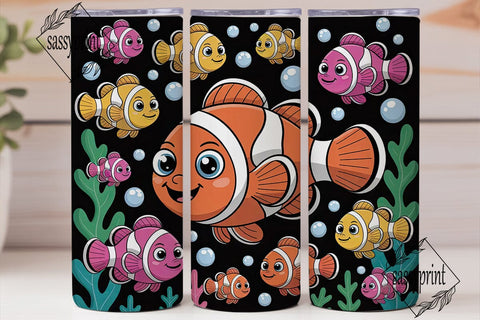Kawaii Fish 20oz Tumbler Wrap Sublimation sassyprint 