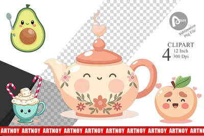 Kawaii Food Sips Clipart Sublimation artnoy 