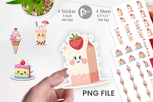 Kawaii Food Sips Sticker Sublimation artnoy 