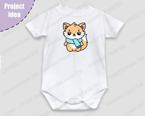 Kawaii Fox in a Scarf Layered SVG, PNG, Clipart, Autumn fox, Fall Season SVG, Cut File for Cricut and Silhouette SVG Lavender Paper Cut 