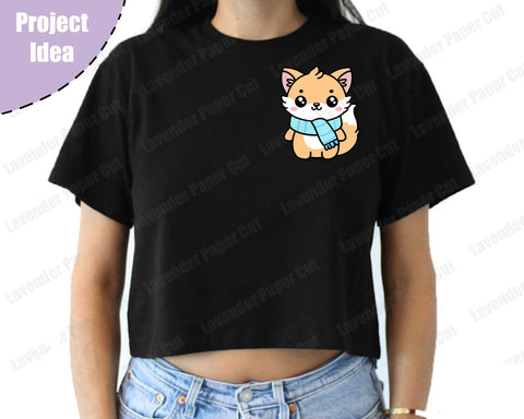 Kawaii Fox in a Scarf Layered SVG, PNG, Clipart, Autumn fox, Fall Season SVG, Cut File for Cricut and Silhouette SVG Lavender Paper Cut 