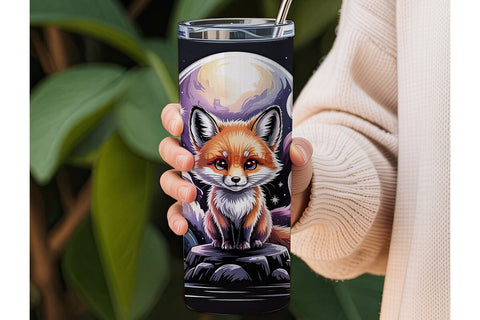 Kawaii Fox Nebula 20oz Tumbler Wrap Sublimation DesignSVG 