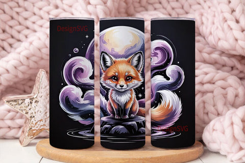 Kawaii Fox Nebula 20oz Tumbler Wrap Sublimation DesignSVG 