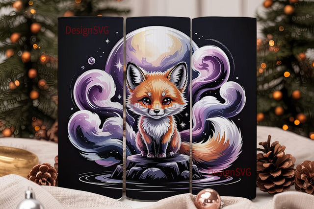 Kawaii Fox Nebula 20oz Tumbler Wrap Sublimation DesignSVG 