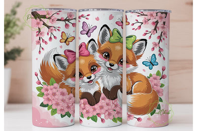 Kawaii Fox Tumbler Wrap Sublimation PixelChick 