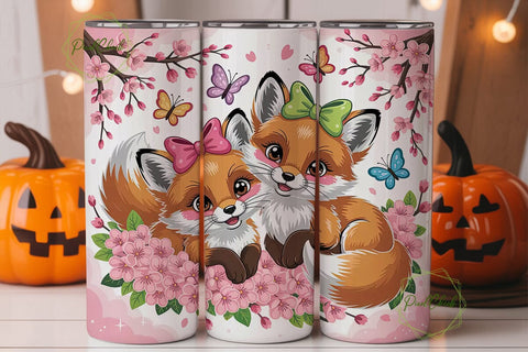 Kawaii Fox Tumbler Wrap Sublimation PixelChick 