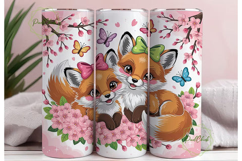 Kawaii Fox Tumbler Wrap Sublimation PixelChick 
