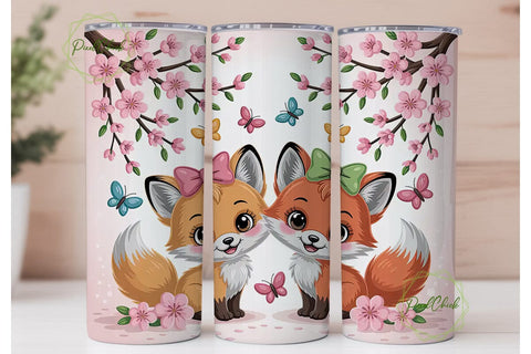 Kawaii Fox Tumbler Wrap Sublimation PixelChick 
