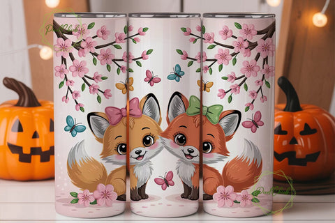 Kawaii Fox Tumbler Wrap Sublimation PixelChick 