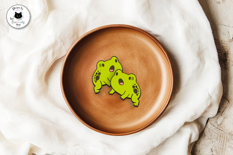 Kawaii Frog Stud Earrings Laser Cut SVG Ivy's Creativity House 
