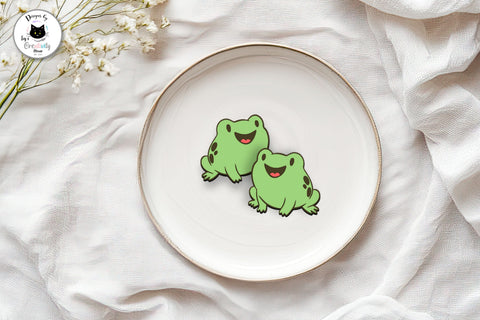 Kawaii Frog Stud Earrings Laser Cut SVG Ivy's Creativity House 
