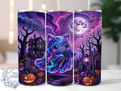 Kawaii Galaxy Ghost 20oz Tumbler, Ghost Motif, Kawaii Art Design, Galaxy Theme, Whimsical Accent, Cute Charm, Sublimation Wrap, 20oz Tumbler Sublimation ToriDesigns 