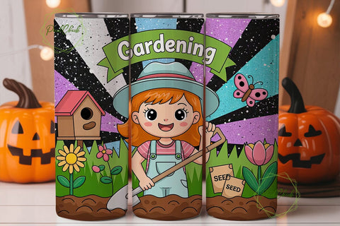 Kawaii Gardening Glitter 20oz Tumbler Sublimation PixelChick 