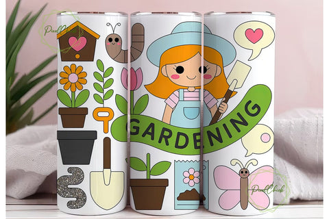 Kawaii Gardening Glitter 20oz Tumbler Sublimation PixelChick 