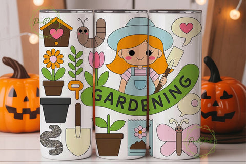 Kawaii Gardening Glitter 20oz Tumbler Sublimation PixelChick 