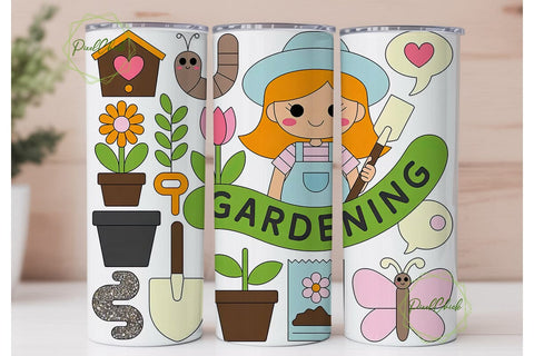 Kawaii Gardening Glitter 20oz Tumbler Sublimation PixelChick 
