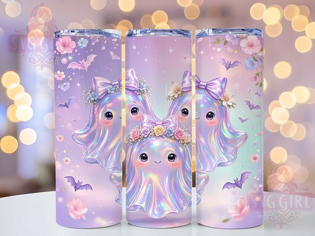 Kawaii Ghost Bows 20oz Tumbler, Kawaii Ghosts, Cute Bows, 20oz Wrap, Halloween Design, Whimsical Style, Sublimation Tumbler, Pastel Spooky Sublimation SvggirlplusArt 