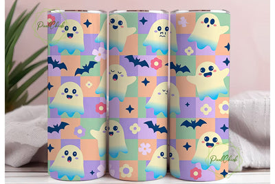 Kawaii Ghost Floral Pattern 20oz Tumbler Sublimation PixelChick 