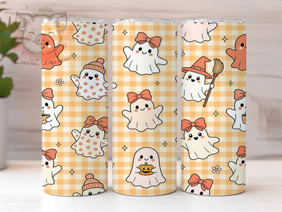 Kawaii Ghost Halloween 20oz Tumbler, Kawaii Ghost, Halloween Design, Spooky Cute, Whimsical Style, Festive Pattern, 20oz Wrap, Sublimation Tumbler Sublimation Lara' s Designs 