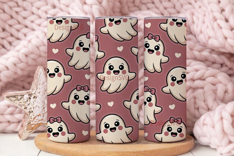 Kawaii Ghost Halloween 20oz Tumbler Wrap Sublimation DesignSVG 
