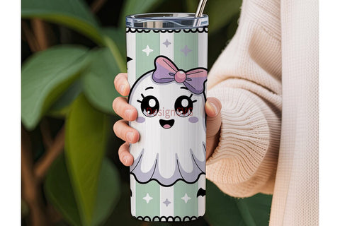 Kawaii Ghost Halloween 20oz Tumbler Wrap Sublimation DesignSVG 