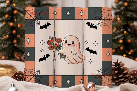 Kawaii Ghost Halloween 20oz Tumbler Wrap Sublimation DesignSVG 